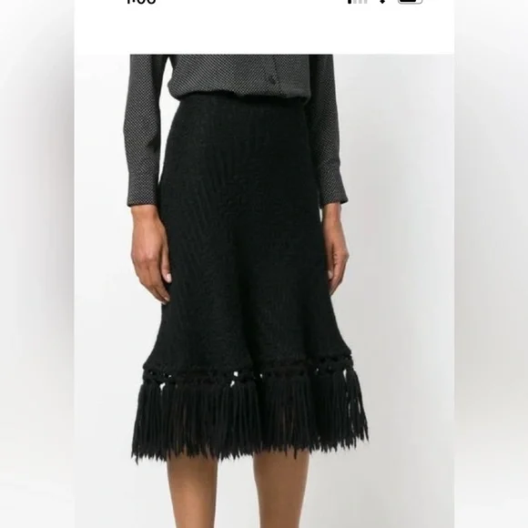 Dolce & Gabbana Black Knitted Wool Skirt with Fringes - Picture 2 of 5
